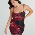 So Fab Marble Print Mesh Mini Dress