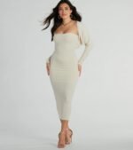 She's The Main Rib Knit Strapless Midi Dress - Image 5