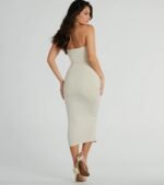 She's The Main Rib Knit Strapless Midi Dress - Image 7