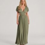 Make Hearts Flutter Short Sleeve Cutout Maxi Dress