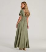 Make Hearts Flutter Short Sleeve Cutout Maxi Dress - Image 2