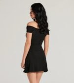 Elevated Chic Off-The-Shoulder A-Line Mini Dress - Image 2