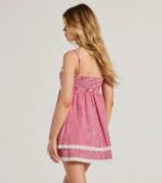 Life's A Picnic Sweetheart Lace Gingham Mini Dress - Image 4