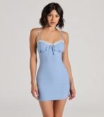 Desirable Sultry Sweetheart Bow Bodycon Mini Dress - Image 5