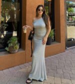 Casual Chic Ruched Ribbed Knit Maxi Dress - Image 7