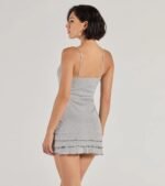 Sweet Silhouette Rosette Ruffled Knit Mini Dress - Image 2