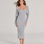 She's The Main Rib Knit Strapless Midi Dress