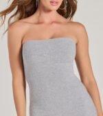 She's The Main Rib Knit Strapless Midi Dress - Image 3