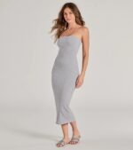 She's The Main Rib Knit Strapless Midi Dress - Image 4