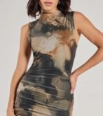 Chic Night Out Abstract Print Mesh Midi Dress - Image 3