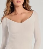 Sleek Vibes Off The Shoulder Knit Midi Dress - Image 3