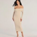 Sharp Lines Asymmetrical Long Sleeve Midi Dress