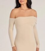 Sharp Lines Asymmetrical Long Sleeve Midi Dress - Image 3