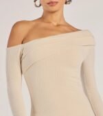 Sharp Lines Asymmetrical Long Sleeve Midi Dress - Image 5