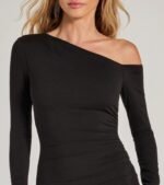 Classic And Sleek Knit Off-Shoulder Long Sleeve Midi Dress - Image 3