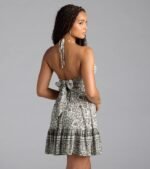 Sway With Me Halter V-Neck Paisley Skater Dress - Image 6