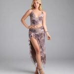 Wild Instincts Halter Cutout Leopard Mesh Midi Dress