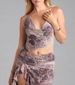 Wild Instincts Halter Cutout Leopard Mesh Midi Dress - Image 3