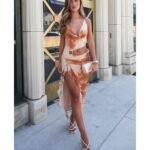 Golden Hour Glow Abstract Print Cutout Midi Dress