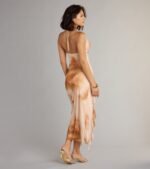 Golden Hour Glow Abstract Print Cutout Midi Dress - Image 3