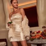 Perfect Glow Strapless Pleat A-Line Satin Mini Dress