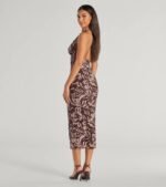 Fierce Style Zebra Print Mesh Halter Midi Dress - Image 2