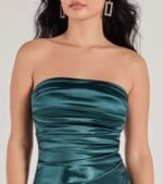 Perfect Glow Strapless Pleat A-Line Satin Mini Dress - Image 10