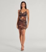 Fierce Look Animal Print Mesh Halter Mini Dress - Image 3