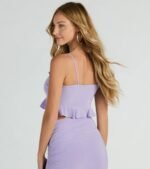 Flirty Moves Ruffled Tie-Front Knit Crop Top - Image 6