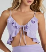 Flirty Moves Ruffled Tie-Front Knit Crop Top - Image 7