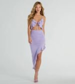 Flirty Moves Ruffled Tie-Front Knit Crop Top - Image 8