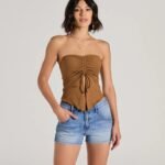 Hit The City Strapless Slit Crop Top