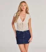 Clearly Sultry V-Neck Tie Lace Crop Top