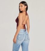 Sunny Day Cute Halter Open Back Crop Top - Image 2