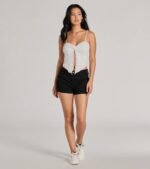 Sweetly Coy V-Neck Slit Lace Crop Top - Image 7