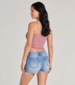 Sweetly Coy V-Neck Slit Lace Crop Top - Image 2