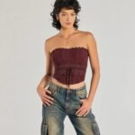 Chic Attitude Lace Trim Mesh Corset Top