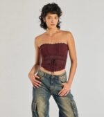 Chic Attitude Lace Trim Mesh Corset Top