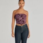 Floral Passion Ruched Cropped Corset Top
