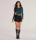 Casual Icon Off-The-Shoulder Long Sleeve Top - Image 3