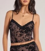 Luxe Touch Flocked Velvet Crop Top - Image 4