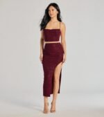 Glitzy Affair Cowl Neck Glitter Crop Top - Image 3