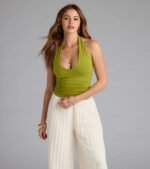 Feel The Vibes Halter V-Neck Crop Top - Image 13