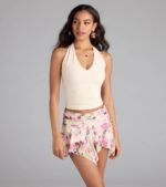 Feel The Vibes Halter V-Neck Crop Top - Image 17