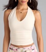 Feel The Vibes Halter V-Neck Crop Top - Image 20