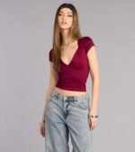Lowkey Chic Short Sleeve V-Neck Top - Image 5