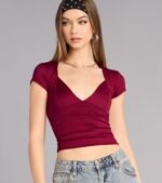 Lowkey Chic Short Sleeve V-Neck Top - Image 8