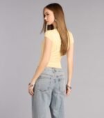 Lowkey Chic Short Sleeve V-Neck Top - Image 2