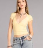 Lowkey Chic Short Sleeve V-Neck Top - Image 4