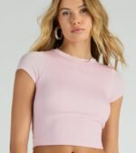 Effortless Style Short Sleeve Ribbed Knit Crop Top - Image 8